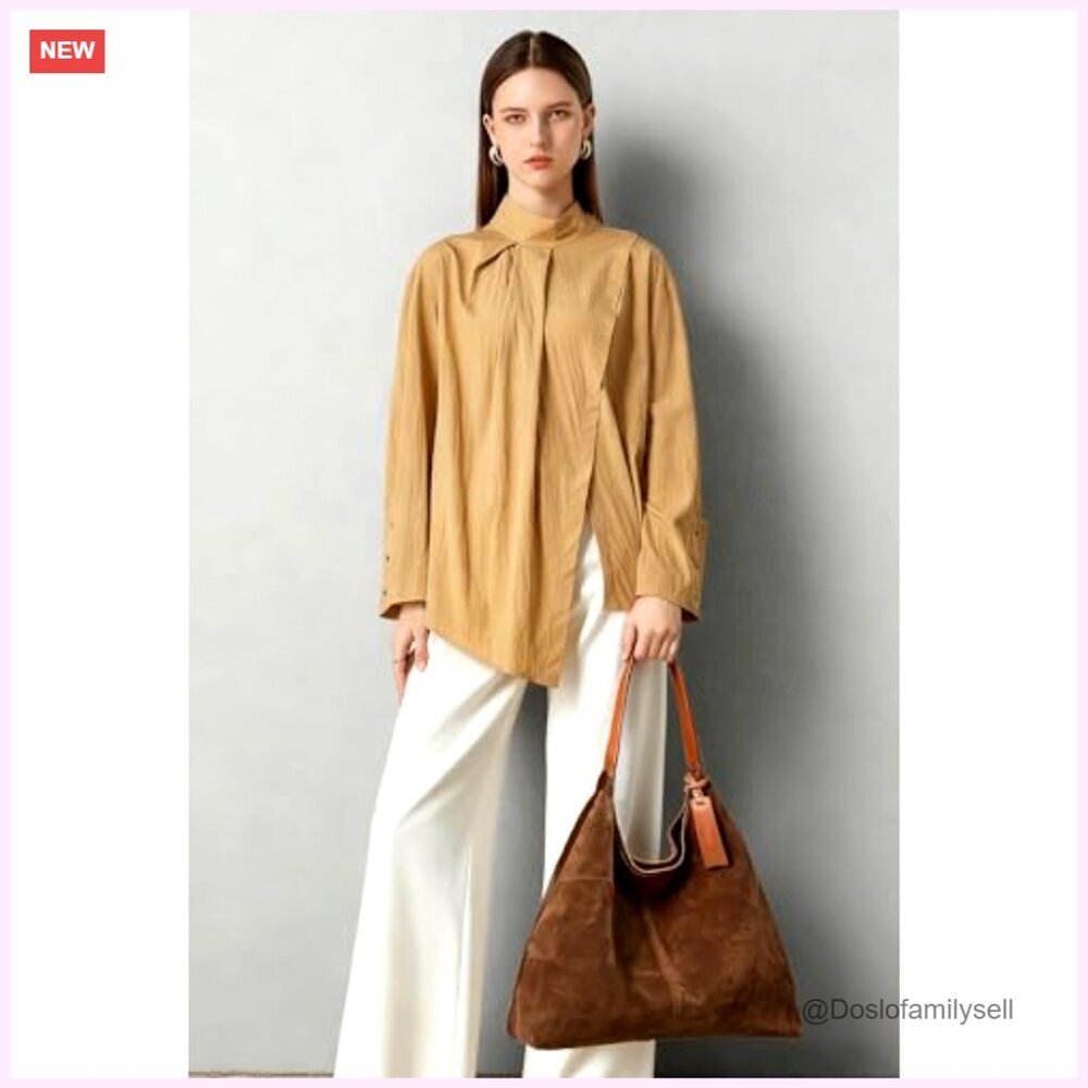 Faux Suede Tote Bag Lightweight Foldable Travel Work Hobo Shoulder Purse - Picture 3 of 7